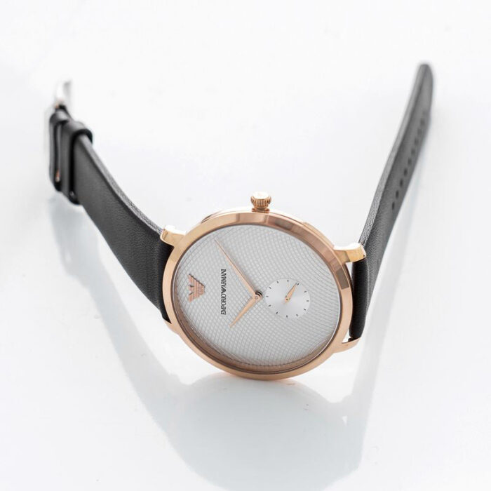 Emporio Armani Modern Slim Analog Silver Dial Brown Leather Strap Watch For Men - AR11163 - Image 6